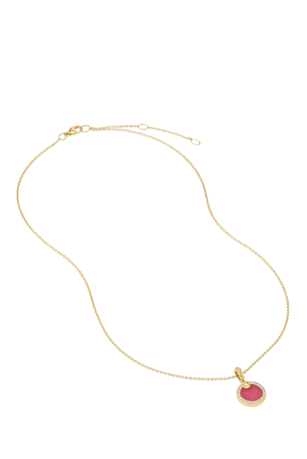 Elements Petite Pendant Necklace, 18k Yellow Gold, Rhodolite and Diamond